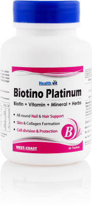 HealthVit Biotino Platinum Biotin + Vitamin + Mineral + Herbs 60 Tablets(60 No)