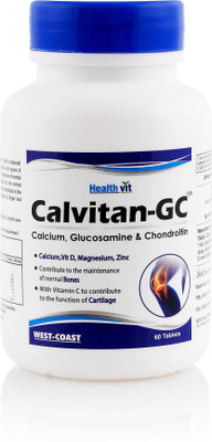 

HealthVit CalVitan-GC Calcium, Glucosamine & Chondroitin 60 Tablets(60 No)