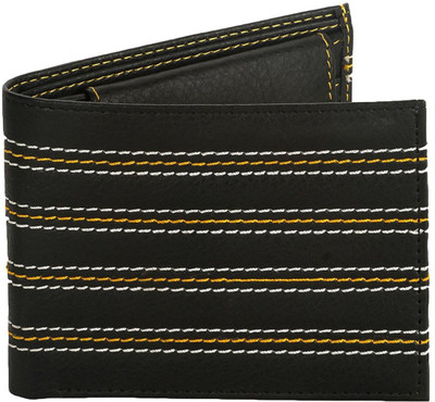 

K London Men Black Artificial Leather Wallet(4 Card Slots), Black;yellow