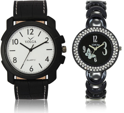 

Volga VL13LR201 New Exclusive Collection Leather-Metal Diamond Studed Watch - For Boys