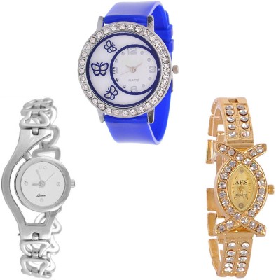 Keepkart GLORY Silver Chain Aks Golden And PU Strap New Fresh Arrival Stylish Combo WATCHES For Woman And Girls KK052 Watch  - For Women   Watches  (Keepkart)