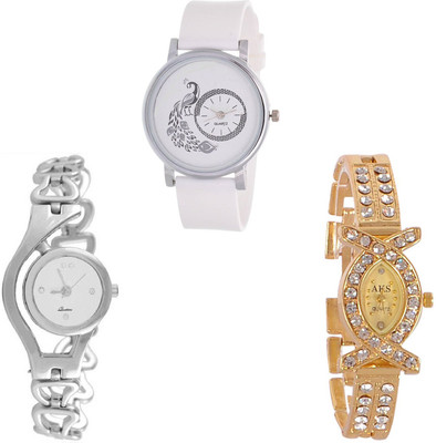 

Keepkart GLORY Silver Chain Aks Golden And PU Strap New Fresh Arrival Stylish Combo WATCHES For Woman And Girls KK029 Watch - For Girls