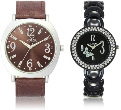 View Volga VL46LR201 New Exclusive Collection Leather-Metal Diamond Studed Strap-Belt Mens Watches Best Offer Combo Watch  - For Boys Wrist Watches Price Online(Volga)