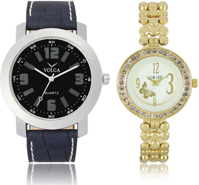 

Volga VL30LR203 New Exclusive Collection Leather-Metal Diamond Studed Watch - For Boys