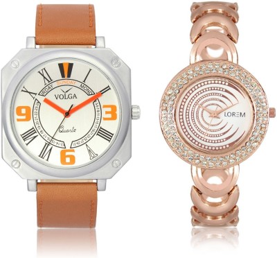 Volga VL45LR202 New Exclusive Collection Leather-Metal Diamond Studed Watch  - For Boys   Watches  (Volga)
