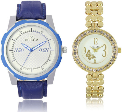 

Volga VL41LR203 New Exclusive Collection Leather-Metal Diamond Studed Watch - For Boys