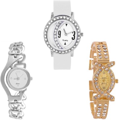 Keepkart GLORY Silver Chain Aks Golden And PU Strap New Fresh Arrival Stylish Combo WATCHES For Woman And Girls KK046 Watch  - For Women   Watches  (Keepkart)