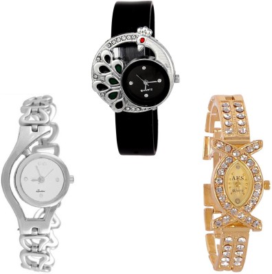 Keepkart GLORY Silver Chain Aks Golden And PU Strap New Fresh Arrival Stylish Combo WATCHES For Woman And Girls KK025 Watch  - For Girls   Watches  (Keepkart)