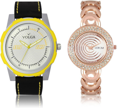 

Volga VL43LR202 New Exclusive Collection Leather-Metal Diamond Studed Watch - For Boys