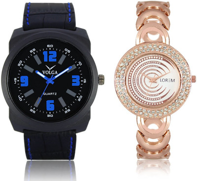 

Volga VL32LR202 New Exclusive Collection Leather-Metal Diamond Studed Watch - For Boys