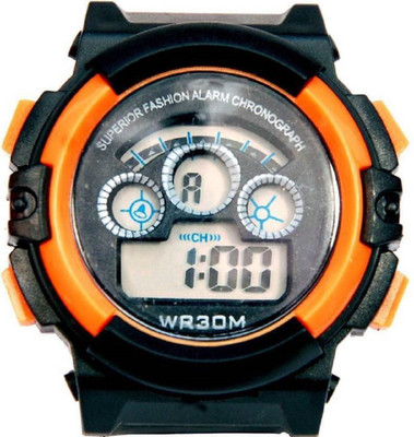 LEBENSZEIT ROUND DIGITAL ORANGE BLACK SPORTS WATCH FOR BOYS & MENS Watch - For Boys