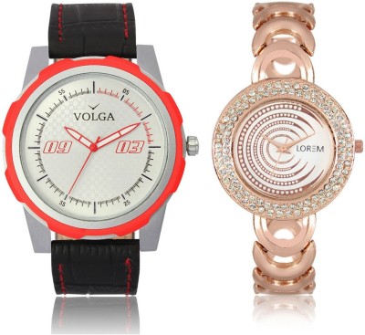 Volga VL42LR202 New Exclusive Collection Leather-Metal Diamond Studed Watch  - For Boys   Watches  (Volga)