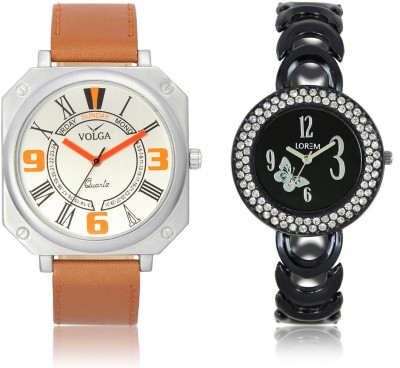 Volga VL45LR201 New Exclusive Collection Leather-Metal Diamond Studed Watch  - For Boys   Watches  (Volga)