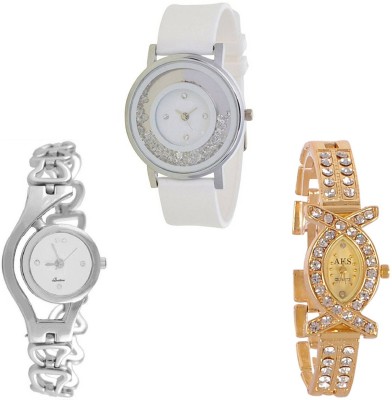 Keepkart GLORY Silver Chain Aks Golden And PU Strap New Fresh Arrival Stylish Combo WATCHES For Woman And Girls KK041 Watch  - For Girls   Watches  (Keepkart)