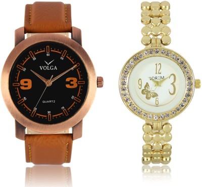 Volga VL21LR203 New Exclusive Collection Leather-Metal Diamond Studed Watch  - For Boys   Watches  (Volga)