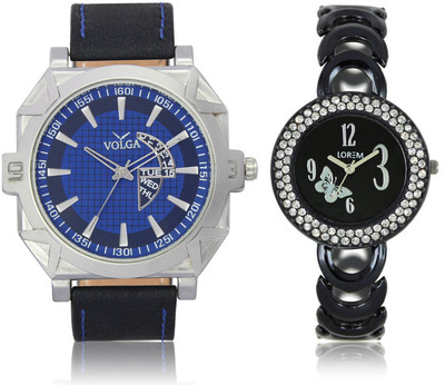 View Volga VL44LR201 New Exclusive Collection Leather-Metal Diamond Studed Strap-Belt Mens Watches Best Offer Combo Watch  - For Boys Wrist Watches Price Online(Volga)