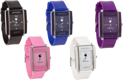 SPINOZA Glory multicolors square shape proffessional and beautiful women combo X69 Watch  - For Girls   Watches  (SPINOZA)