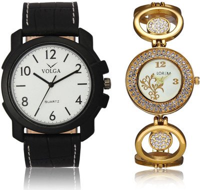 

Volga VL13LR204 New Exclusive Collection Leather-Metal Diamond Studed Watch - For Boys