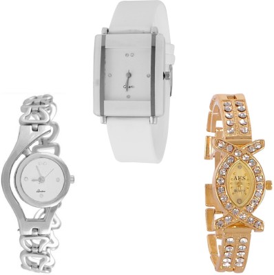 Keepkart GLORY Silver Chain Aks Golden And PU Strap New Fresh Arrival Stylish Combo WATCHES For Woman And Girls KK013 Watch  - For Girls   Watches  (Keepkart)