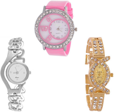 

Keepkart GLORY Silver Chain Aks Golden And PU Strap New Fresh Arrival Stylish Combo WATCHES For Woman And Girls KK053 Watch - For Girls