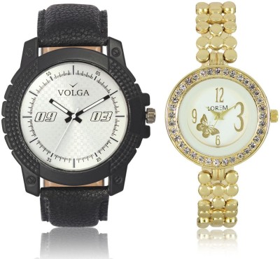 Volga VL38LR203 New Exclusive Collection Leather-Metal Diamond Studed Watch  - For Boys   Watches  (Volga)