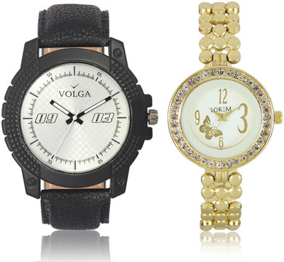 

Volga VL38LR203 New Exclusive Collection Leather-Metal Diamond Studed Watch - For Boys