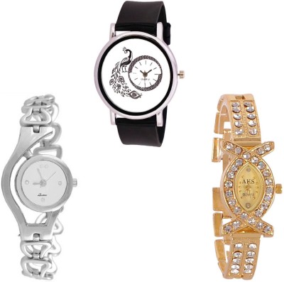 Keepkart GLORY Silver Chain Aks Golden And PU Strap New Fresh Arrival Stylish Combo WATCHES For Woman And Girls KK030 Watch  - For Women   Watches  (Keepkart)