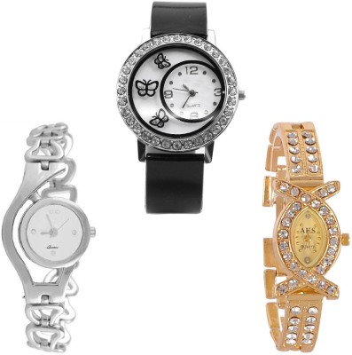 Keepkart GLORY Silver Chain Aks Golden And PU Strap New Fresh Arrival Stylish Combo WATCHES For Woman And Girls KK035 Watch  - For Girls   Watches  (Keepkart)