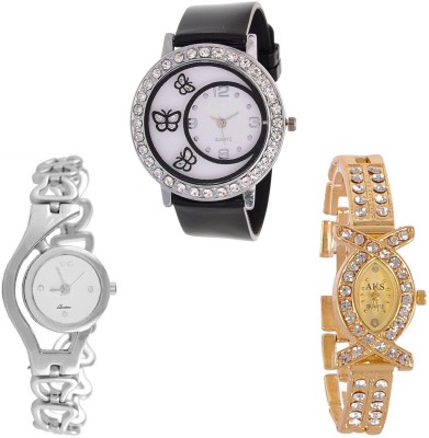 Keepkart GLORY Silver Chain Aks Golden And PU Strap New Fresh Arrival Stylish Combo WATCHES For Woman And Girls KK051 Watch  - For Girls   Watches  (Keepkart)