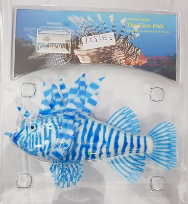 

SRI Silicone Arificial Fake Lionfish Home Aquarium Tank Ornament Decoration With Sucker Cup Laterite Unplanted Substrate(Blue)