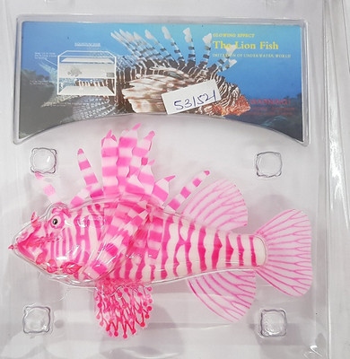 

SRI Silicone Arificial Fake Lionfish Home Aquarium Tank Ornament Decoration With Sucker Cup Laterite Unplanted Substrate(Pink)