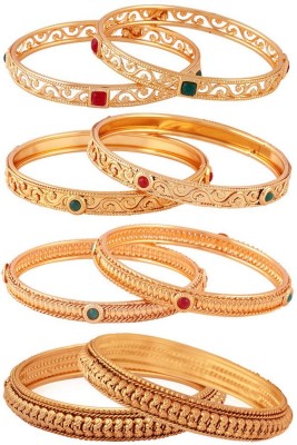 Jewels Galaxy Alloy Ruby Copper Bangle Set(Pack of 4)