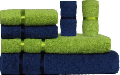 

Story@Home 6 Piece Cotton Bath Linen Set(Green, Blue, Pack of 6), Blue;green