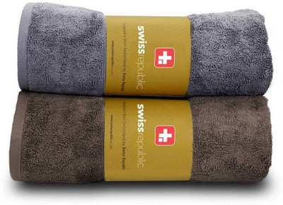 

Swiss Republic Cotton 600 GSM Bath Towel Set(Pack of 2, Brown, Grey)