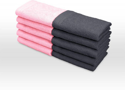 

Swiss Republic Cotton 440 GSM Face Towel Set(Pack of 10, Peach, Grey), Dark grey;light pink