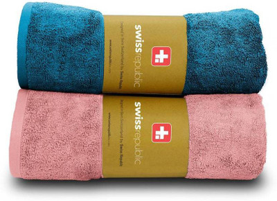 

Swiss Republic Cotton 600 GSM Bath Towel Set(Pack of 2, Pink, Blue), Blue;pink