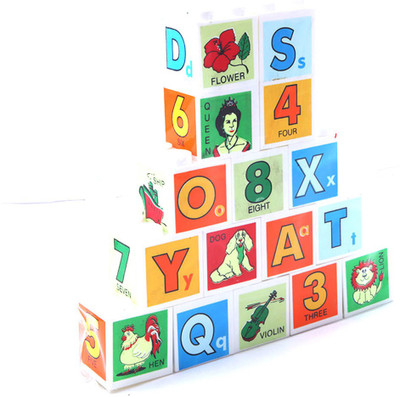 

Kids Mandi Techno Fun N Learn Bricks and Building 16 Blocks with Numbers and Alphabets Board Game