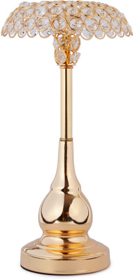 

Jewel Fuel Pillar Candle Stand Showpiece (14 Inch ) Crystal Tealight Holder(Gold, Pack of 1)