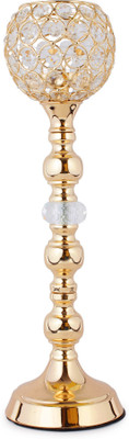

Jewel Fuel Pillar Candle Stand Showpiece (15Inch ) Crystal Tealight Holder(Gold, Pack of 1)