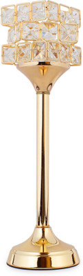 

Jewel Fuel Pillar Candle Stand Showpiece (15Inch ) Crystal Tealight Holder(Gold, Pack of 1)