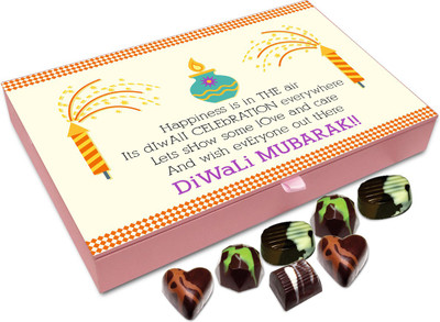 

Chocholik Diwali Gift - Diwali Mubarak Chocolate Box - 12pc Truffles(144 g)