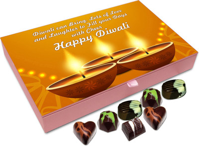 

Chocholik Diwali Gift - Wishing You A Very Merry Happy Diwali Chocolate Box - 12pc Truffles(144 g)