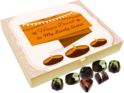 

Chocholik Diwali Gift Box - Happy Diwali To My Lovely Sister Chocolate Box - 20pc Truffles(240 g)