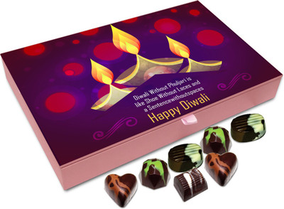 

Chocholik Diwali Gift Box - Diwali Without Crackers Is Like Sentence Without Space Chocolate Box - 12pc Truffles(144 g)