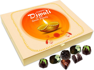 

Chocholik Diwali Gift Box - Happy Diwali To My Sweet Family Chocolate Box - 20pc Truffles(240 g)