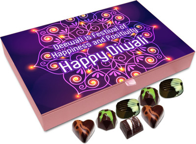 

Chocholik Diwali Gift - Deepavali Is Festival Of Happiness And Positivity Chocolate Box - 12pc Truffles(144 g)