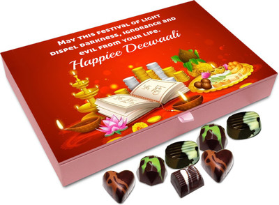 

Chocholik Diwali Gift - May This Diwali Dispel Darkness And Evil From Your Life Chocolate Box - 12pc Truffles(144 g)