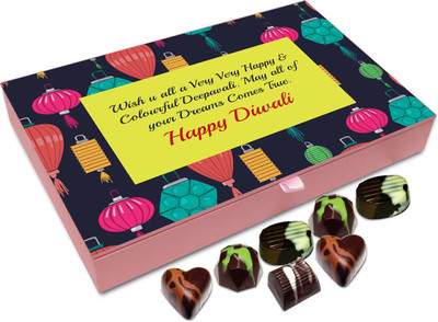 

Chocholik Diwali Gift - Wish You All A very Happy And Colorful Diwali Chocolate Box - 12pc Truffles(144 g)