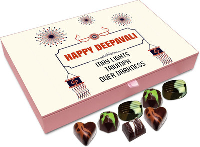 

Chocholik Diwali Gift Box - Happy Deepawali May Light Triumph Over Darkness Chocolate Box - 12pc Truffles(144 g)