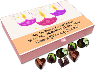 

Chocholik Diwali Gift - May The Glittering Festival Of Diwali Enhance Your Beauty Chocolate Box - 12pc Truffles(144 g)